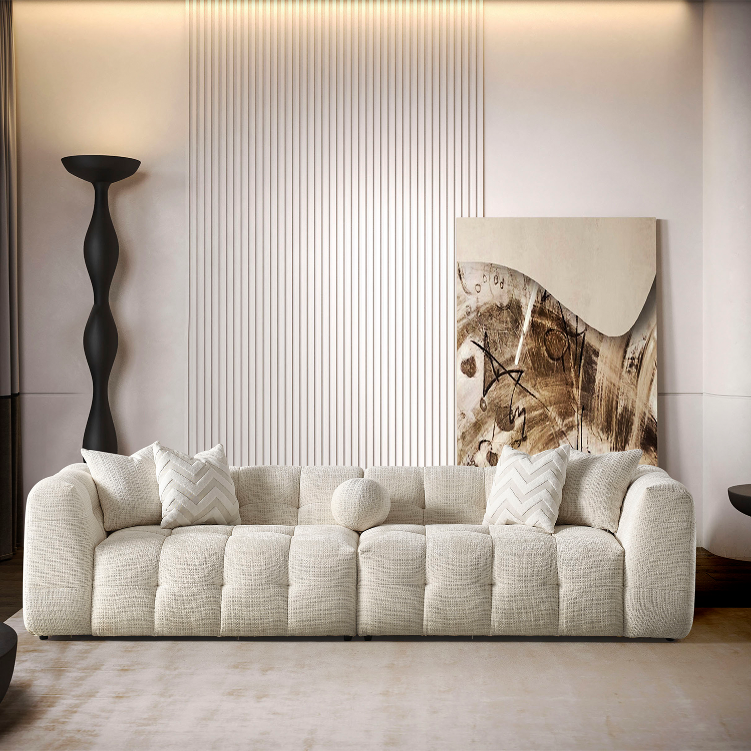 Amsterdam Dörtlü Kanepe - Krem