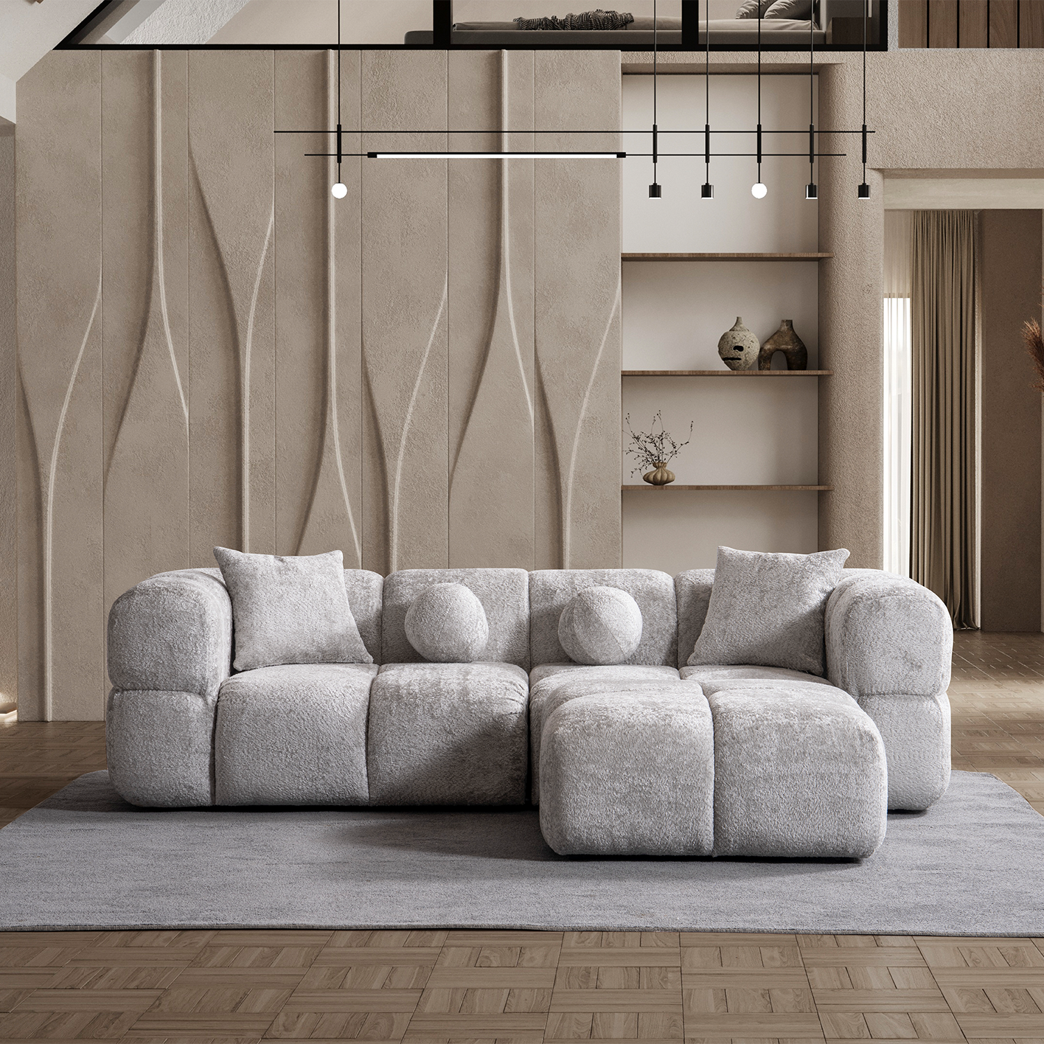 Roma Üçlü Kanepe + Puf