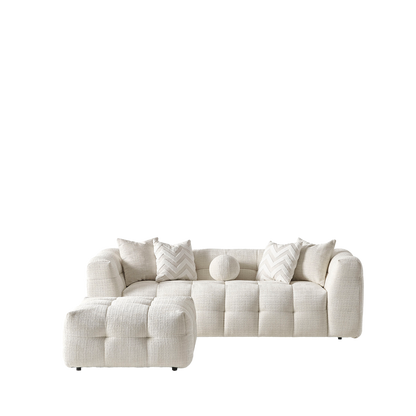 Amsterdam Üçlü Kanepe + Puf - Krem