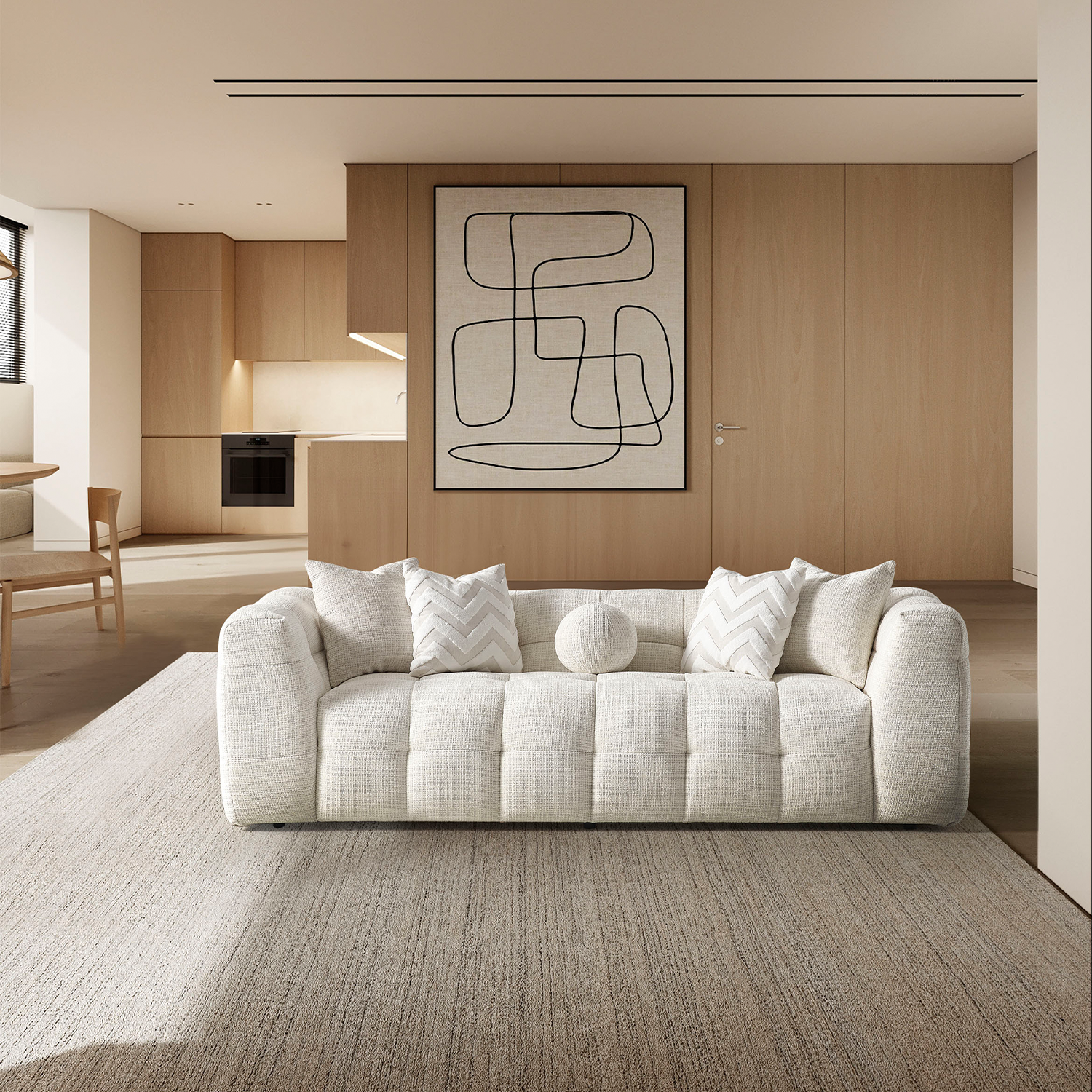 Amsterdam Üçlü Kanepe - Krem