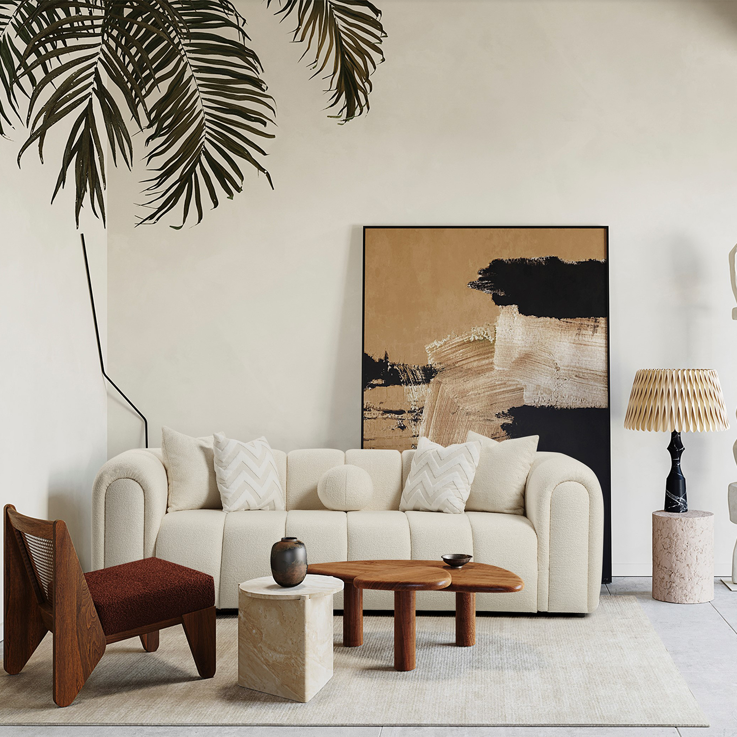 London Üçlü Kanepe - Bej