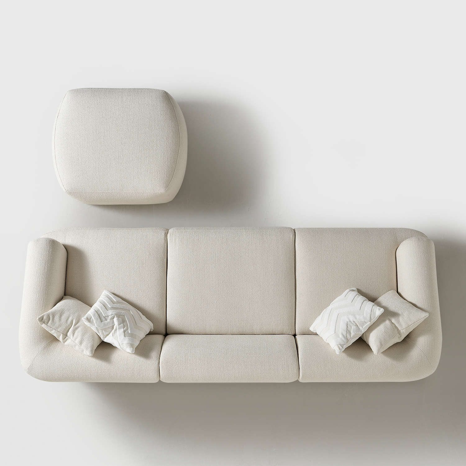 Porto Üçlü Kanepe + Puf - Krem