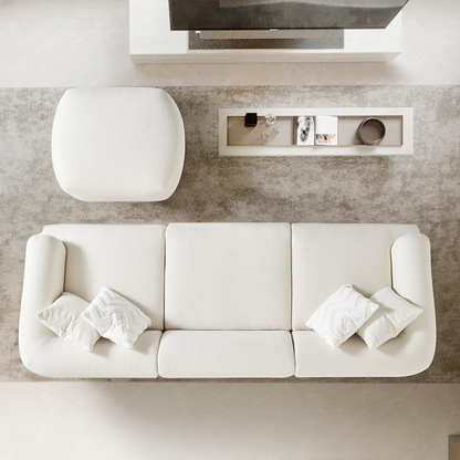 Porto Üçlü Kanepe + Puf - Krem