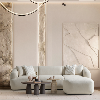 Porto Üçlü Kanepe + Puf - Krem