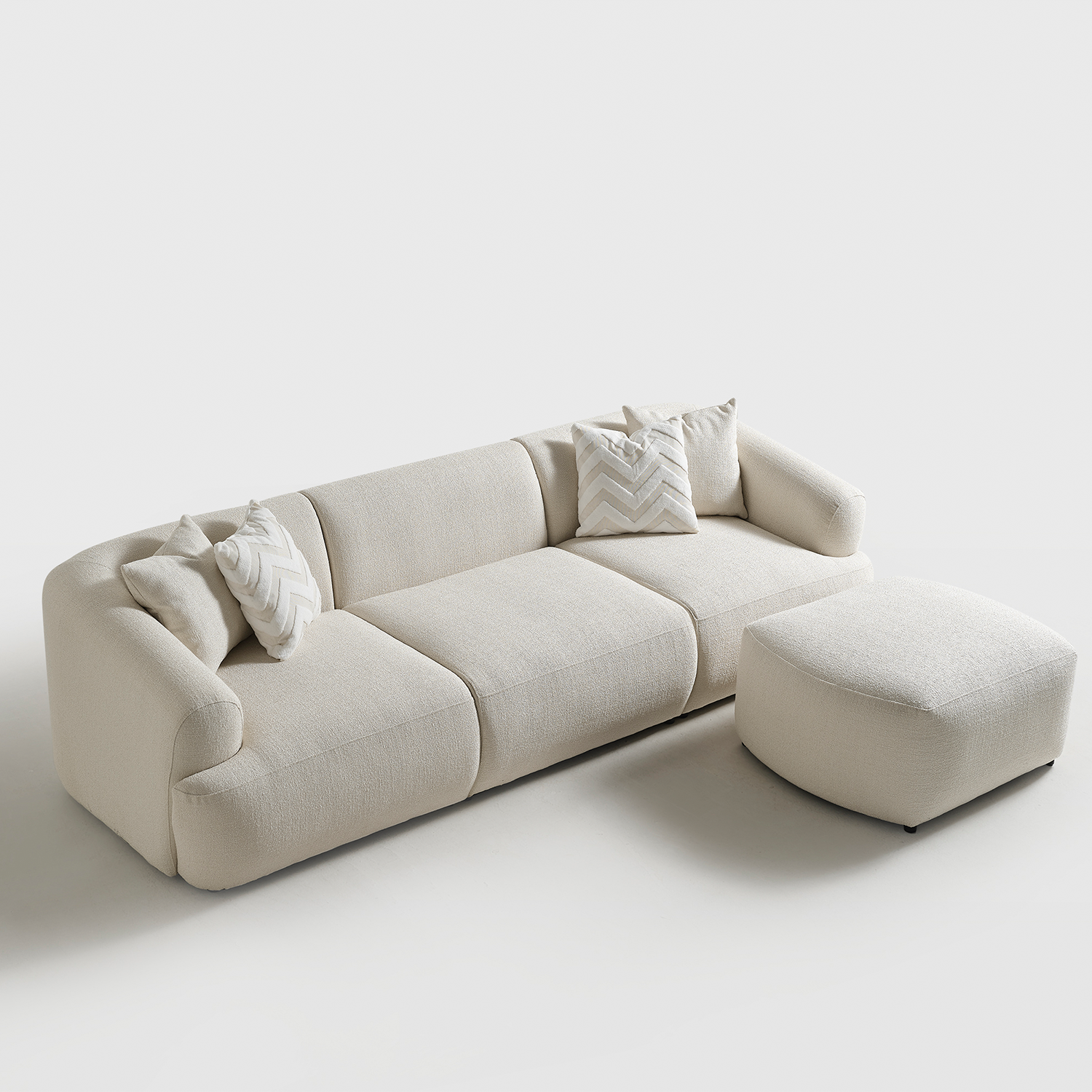 Porto Üçlü Kanepe + Puf - Krem